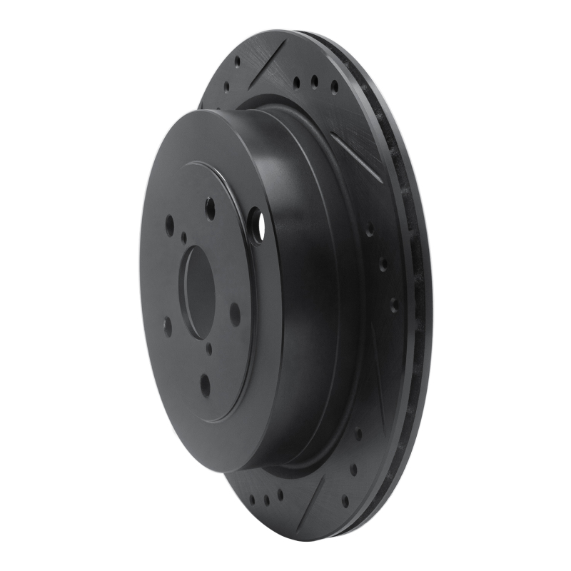 Subaru Tribeca Brake Rotor (1) - Rear Left - R1 Concepts - Drilled & Slotted - Black - `06-`14